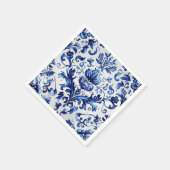 Blauer und weißer Delft-Stil Blumenmuster Serviette (Ecke)