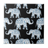 Blauer und weißer Elefant-Muster Fliese (Vorderseite)