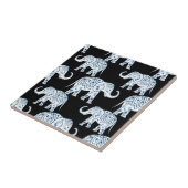 Blauer und weißer Elefant-Muster Fliese (Seite)