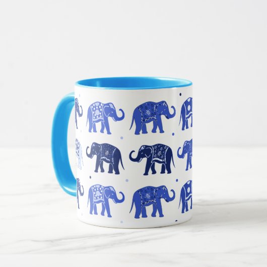 Blauer und weißer Elefant-Tasse Tasse (Vorderseite Links)