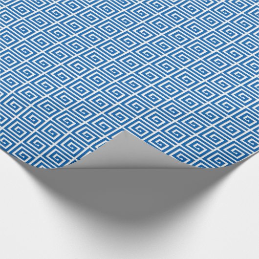 Blauer und weißer Emailblick des griechischen Geschenkpapier (Ecke)