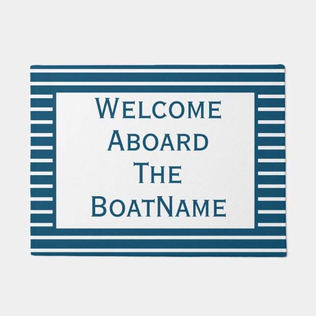 Blauer und weißer Empfang vor der Tür des Schiffes Fußmatte (Vorderseite)