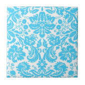 Blauer und weißer extravaganter Damast gemustert Fliese (Vorderseite)