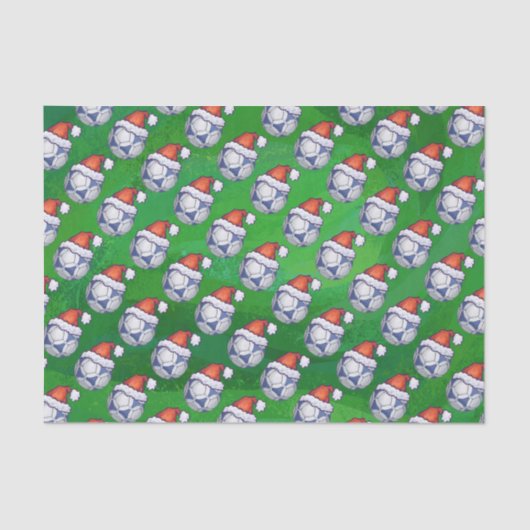 Blauer und weißer festlicher Fußball auf Grün Seidenpapier (Vorderseite)