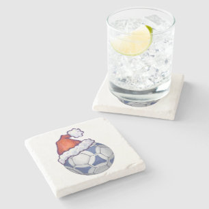 Blauer und weißer festlicher Fußball auf Grün Steinuntersetzer