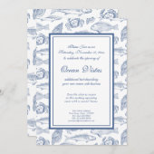 Blauer und weißer Fisch und Krebse Elegantes Küste Einladung (Vorne/Hinten)