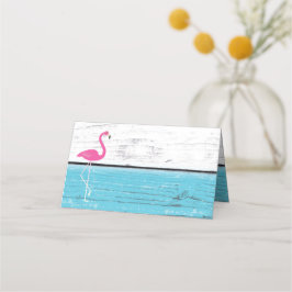 Blauer und weißer Flamingo geflochtene Platzkarten