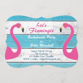Blauer und weißer Flamingo Junggeselinnen-Abschied Einladung