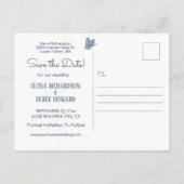 Blauer und weißer Foto Ankündigungspostkarte (Rückseite)