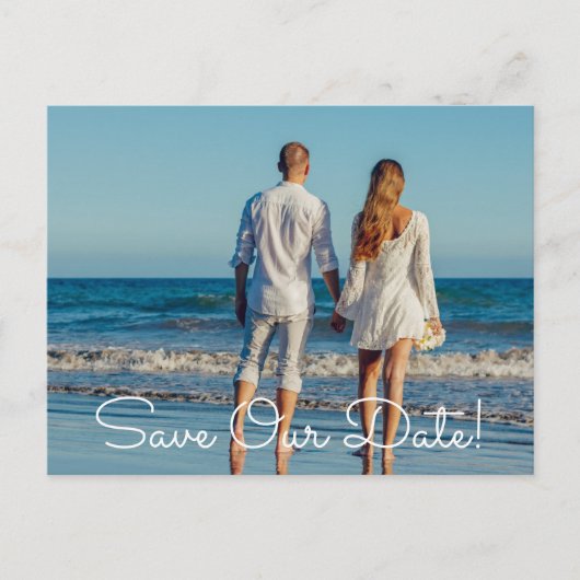 Blauer und weißer Foto Ankündigungspostkarte (Vorderseite)