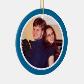 Blauer und weißer Foto-Rahmen - doppelseitig Keramik Ornament (Rechts)