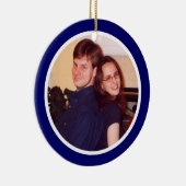 Blauer und weißer Foto-Rahmen - doppelseitig Keramik Ornament (Rechts)