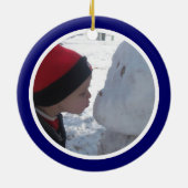 Blauer und weißer Foto-Rahmen - doppelseitig Keramik Ornament (Hinten)