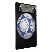 Blauer und weißer Fußball mit Namen Mini Klemmbrett (Schrägansicht)