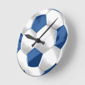 Blauer und weißer Fußball Runde Wanduhr (Winkel)