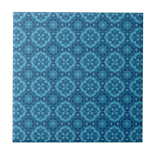 Blauer und weißer geometrischer Entwurf T011 Fliese (Vorderseite)