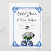 Blauer und weißer Ginger Jar Bridal Dusche Einladu Einladung (Vorne/Hinten)