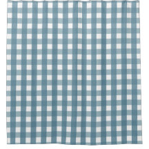 Blauer und weißer Gingham-Duschvorhang