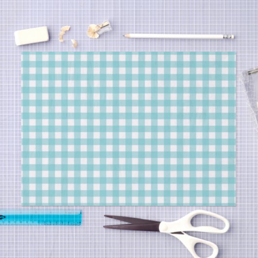 Blauer und weißer Gingham-Entwurf Seidenpapier (Handwerk)