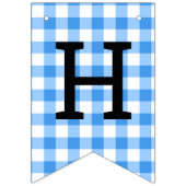 Blauer und weißer Gingham-Karo zum Geburtstag Wimpelkette (Zweite Fahne)