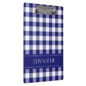 Blauer und weißer Gingham Prüfmuster Name Print Klemmbrett (Rechts)