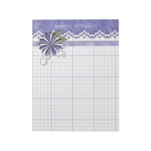Blauer und weißer Graph Paper Notizblock (Rotiert)