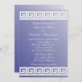 Blauer und weißer griechischer Schlüssel Einladung (Vorne/Hinten)