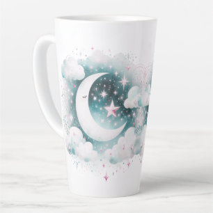 Blauer und weißer Halbmond, himmlisch, Boho modern Milchtasse