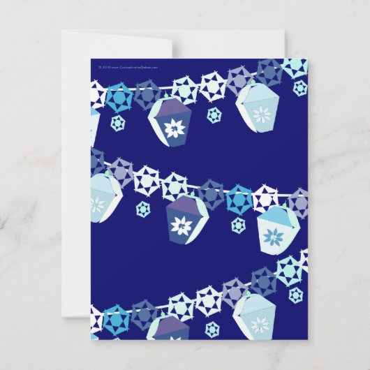 Blauer und weißer Hanukkah Feierlichkeiten Einladu Einladung (Rückseite)