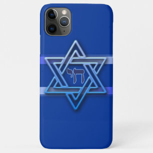 Blauer und Weißer Hebräischer Chai Stern Davids Case-Mate iPhone Hülle