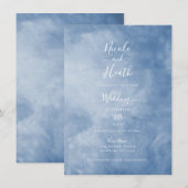 Blauer und Weißer Himmel Wolken Himmelhochzeit Einladung (Vorne/Hinten)