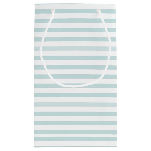 Blauer und weißer horizontaler Streifen Kleine Geschenktüte (Rückseite)