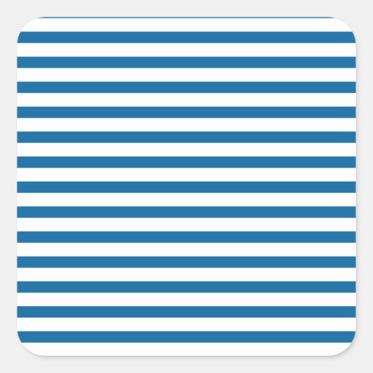 Blauer und weißer Horizontalstreifen Quadratischer Aufkleber (Vorderseite)