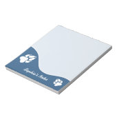 Blauer und weißer Hundepaw mit benutzerdefiniertem Notizblock (Rotiert)