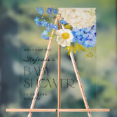 Blauer und weißer Hydrangeas Babydusche Empfang Acrylschild (Neutral)