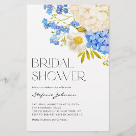 Blauer und weißer Hydrangeas Bridal Dusche Einladu