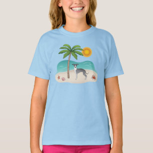 Blauer und weißer Iggy-Hund an einem tropischen So T-Shirt