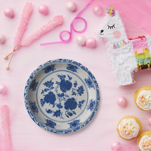 Blauer und weißer Imitatporzellan Chinese Pappteller (Party)