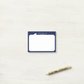 Blauer und weißer Individuelle Name Post-it Klebezettel (Auf Schreibtisch)