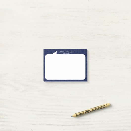 Blauer und weißer Individuelle Name Post-it Klebezettel (Auf Schreibtisch)