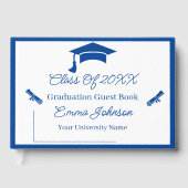 Blauer und weißer individueller Abschluss Gästebuch (Vorderseite)
