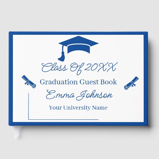 Blauer und weißer individueller Abschluss Gästebuch (Vorderseite)