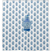 Blauer und weißer Ingwer Duschvorhang (Vorderseite)