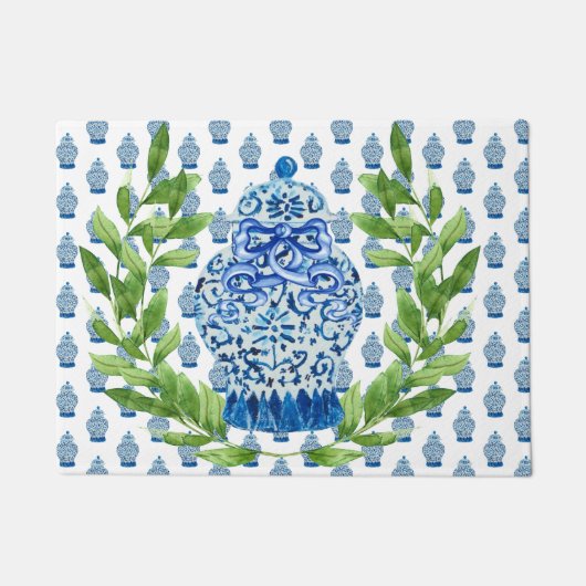 Blauer und weißer Ingwer Fußmatte (Vorderseite)