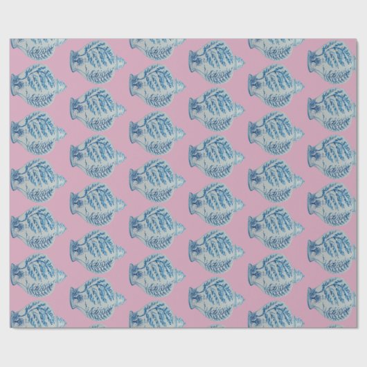 Blauer und weißer Ingwer Geschenkpapier (Flach)