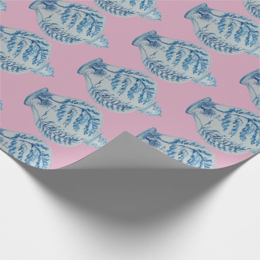 Blauer und weißer Ingwer Geschenkpapier (Ecke)