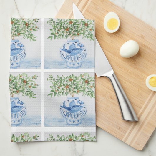 Blauer und weißer Ingwer Geschirrtuch (Viertel Falte)