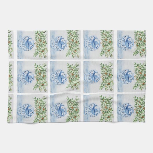 Blauer und weißer Ingwer Geschirrtuch (Horizontal)