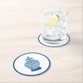 Blauer und weißer Ingwer Runder Pappuntersetzer (Vor Ort)