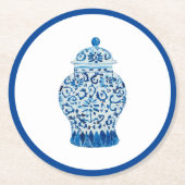 Blauer und weißer Ingwer Runder Pappuntersetzer (Vorderseite)